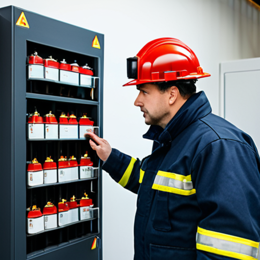 **

A professional fire safety management technician, fully clothed in appropriate attire, inspecting a modern fire suppression system in a commercial building, safe for work, proper finger count, family-friendly, correct proportions, natural pose, high quality.

**