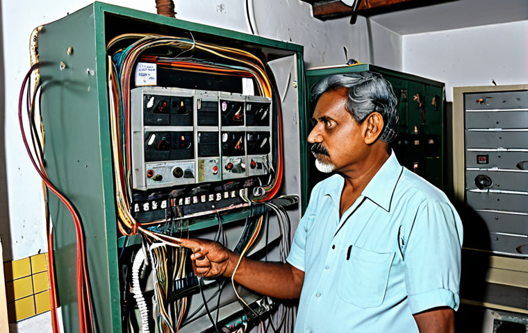 화재안전관리 실무에서 발생하는 기술적 문제 - **

A slightly older electrical panel with frayed wires, sparks visible.  The setting is a cluttered...