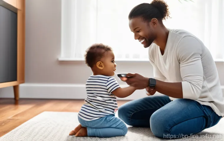 화재안전관리 실무에서의 문제 해결 방법 - Prompt 1: A bright, modern living room scene where a diverse young couple in their early 30s is educ...