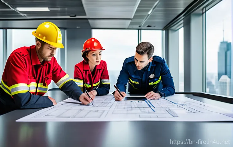 화재안전관리 기술자의 자격증 취득 전략 - **Prompt:** A competent female fire safety technician, wearing a modern, professional uniform with r...
