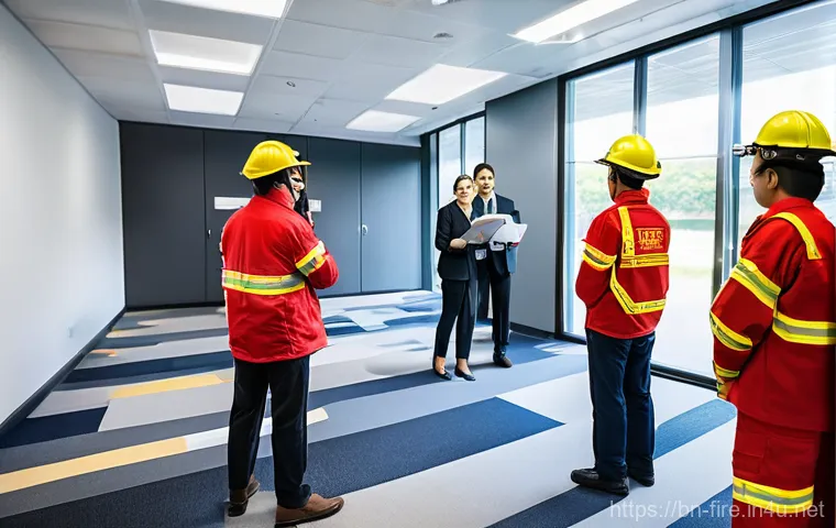 화재안전관리 분야에서 필요한 리더십 스킬 - **Prompt:** A proactive fire safety leader, a confident and professional woman in her late 30s, is m...