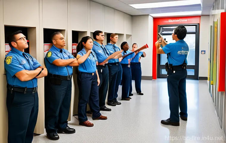 화재안전관리 실무에서의 문제점 및 해결책 - **Prompt:** A cutting-edge smart factory floor, dimly lit in areas to highlight glowing sensors and ...