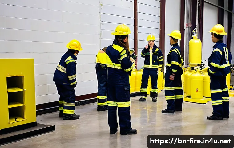화재안전관리 기술자의 연봉 및 커리어 분석 - **Prompt:** A dynamic, high-resolution photograph capturing a diverse group of aspiring fire safety ...