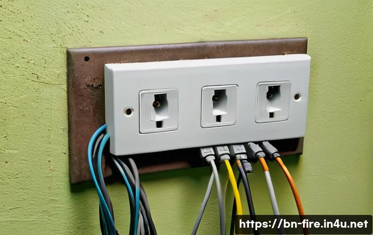 화재안전관리 직무에서 자주 발생하는 실수 - **Overloaded Electrical Socket Hazard:**
    "A realistic indoor photograph of a cluttered corner in...