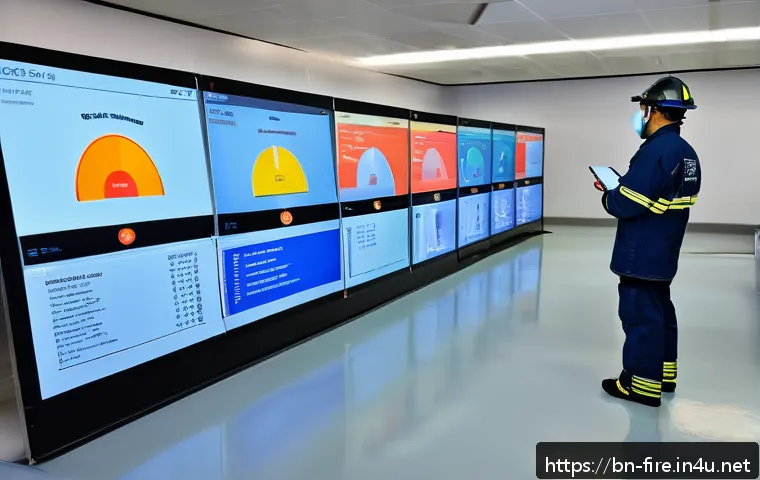 화재안전관리 기술자의 경력 성장 사례 - A professional fire safety expert conducting a detailed simulation training session in a modern trai...